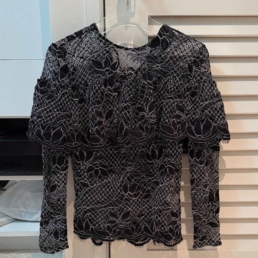 Zara Black and White Lace Top